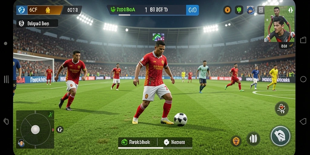 Tampilan gameplay 6CF yang memukau saat pertandingan sepak bola.