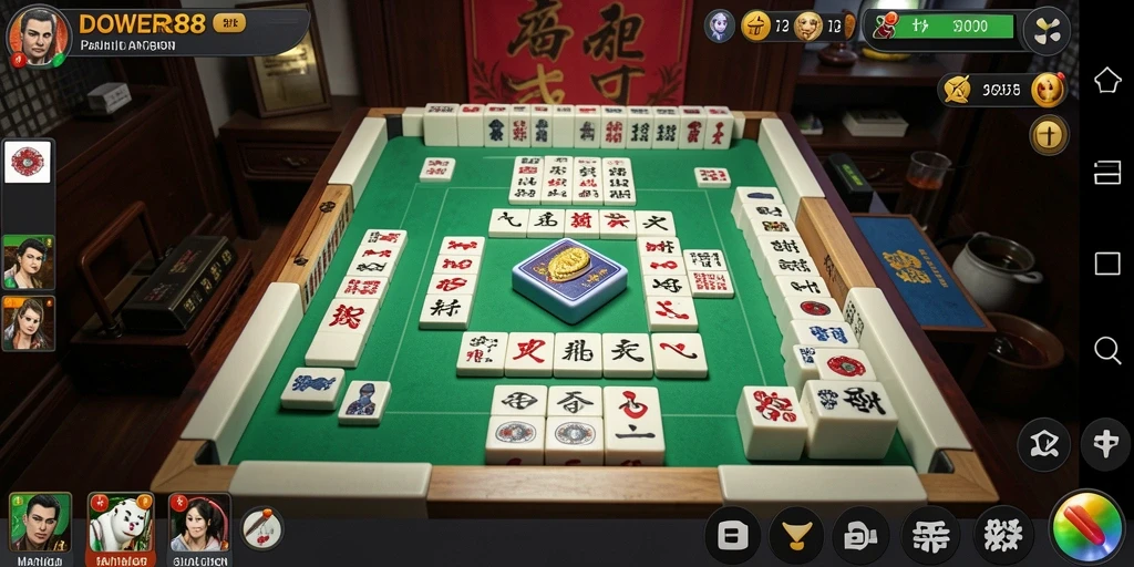 Tampilan gameplay DOWER88 yang menarik dengan desain ubin Mahjong.