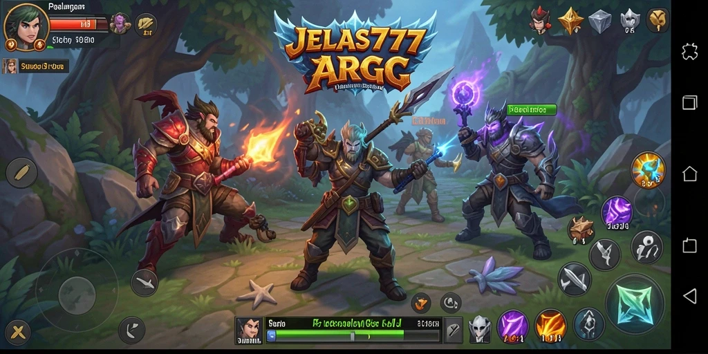 Tampilan gameplay seru dalam JELAS777 dengan aksi pertempuran ARPG.