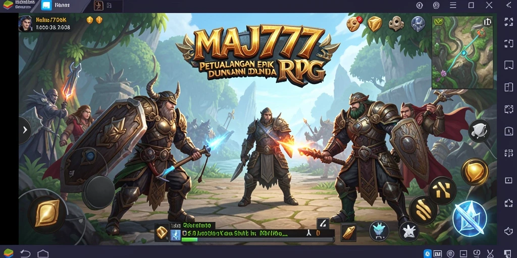 Tangkapan layar gameplay MAJ777 yang menampilkan pertarungan epik RPG.