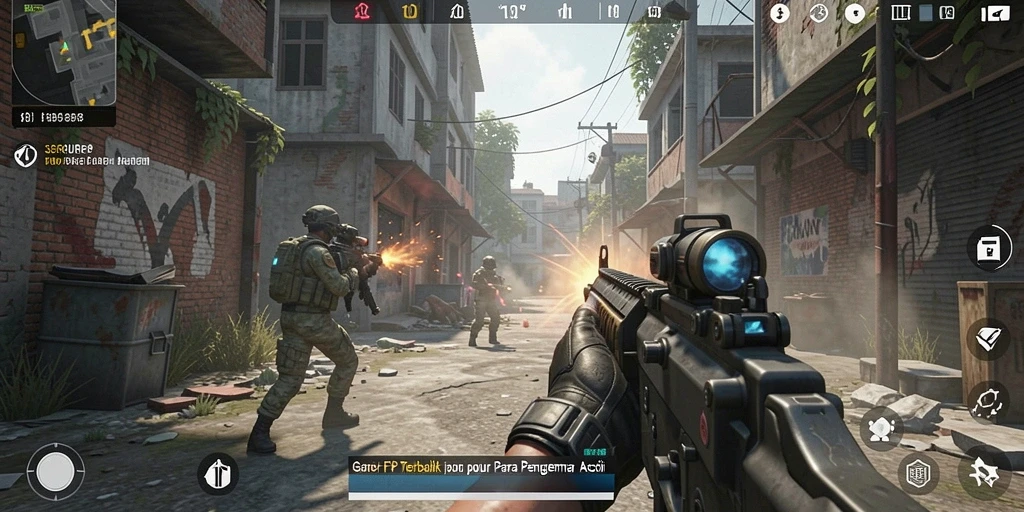 Gameplay SERURP dengan aksi tembak-menembak yang mendebarkan.